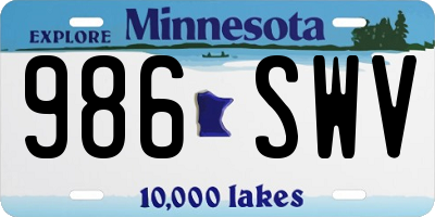 MN license plate 986SWV