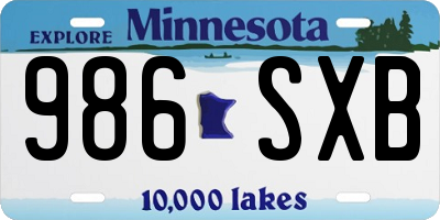 MN license plate 986SXB