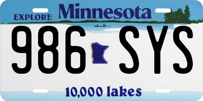 MN license plate 986SYS