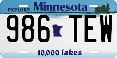 MN license plate 986TEW