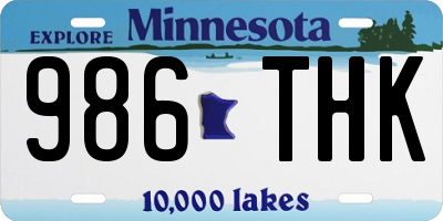 MN license plate 986THK
