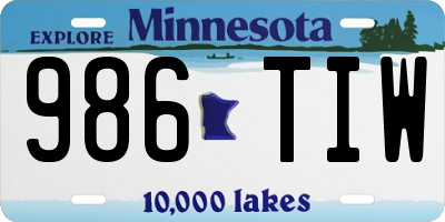 MN license plate 986TIW