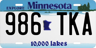 MN license plate 986TKA