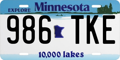 MN license plate 986TKE