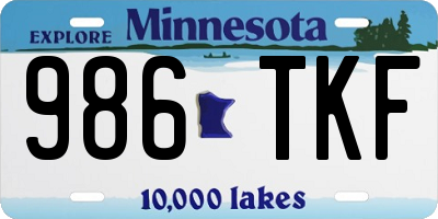 MN license plate 986TKF