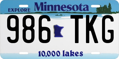 MN license plate 986TKG