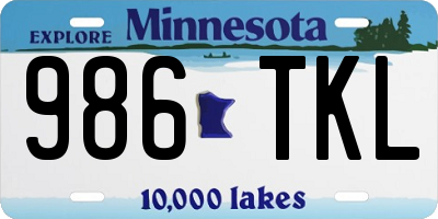 MN license plate 986TKL