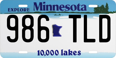 MN license plate 986TLD