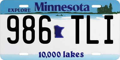 MN license plate 986TLI