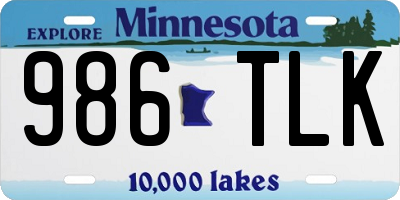MN license plate 986TLK