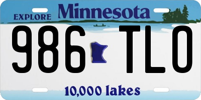 MN license plate 986TLO