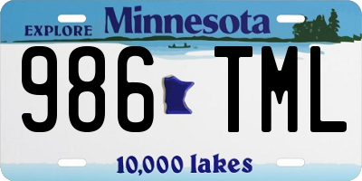MN license plate 986TML