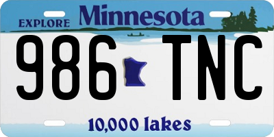 MN license plate 986TNC