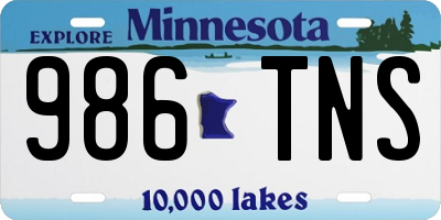MN license plate 986TNS