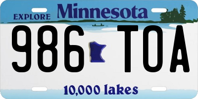 MN license plate 986TOA