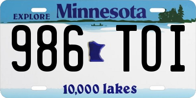 MN license plate 986TOI