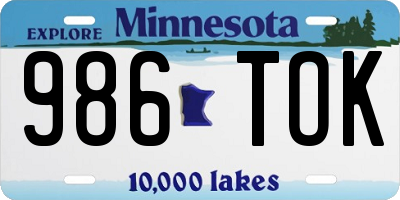 MN license plate 986TOK