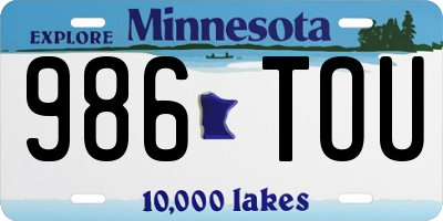 MN license plate 986TOU