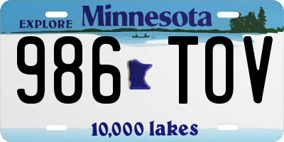 MN license plate 986TOV
