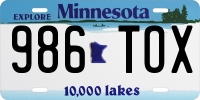 MN license plate 986TOX