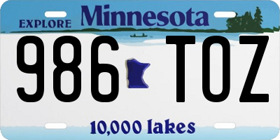 MN license plate 986TOZ