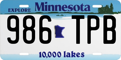 MN license plate 986TPB