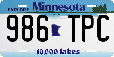 MN license plate 986TPC