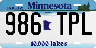 MN license plate 986TPL