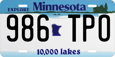 MN license plate 986TPO
