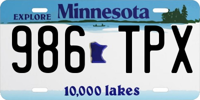 MN license plate 986TPX