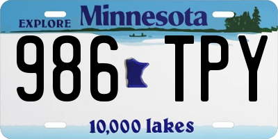 MN license plate 986TPY