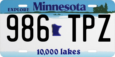 MN license plate 986TPZ