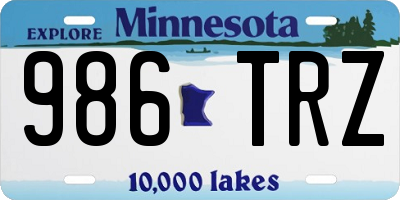 MN license plate 986TRZ