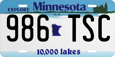 MN license plate 986TSC
