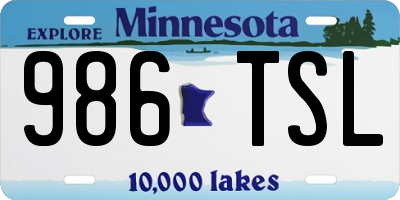 MN license plate 986TSL