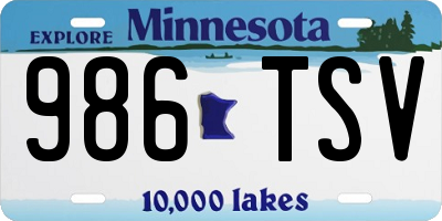 MN license plate 986TSV