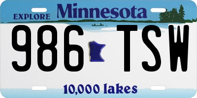 MN license plate 986TSW