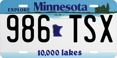 MN license plate 986TSX