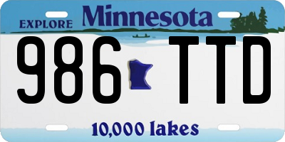 MN license plate 986TTD