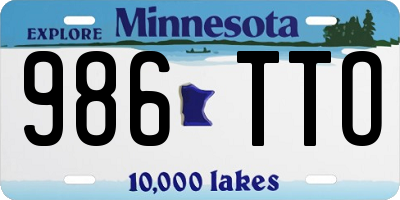 MN license plate 986TTO