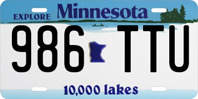 MN license plate 986TTU