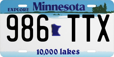 MN license plate 986TTX