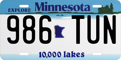 MN license plate 986TUN