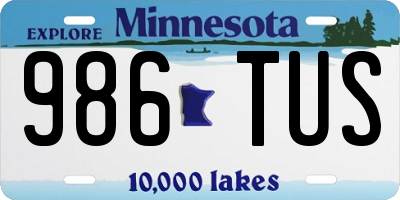 MN license plate 986TUS