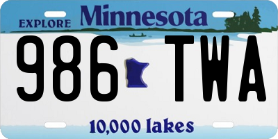 MN license plate 986TWA