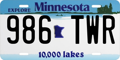 MN license plate 986TWR