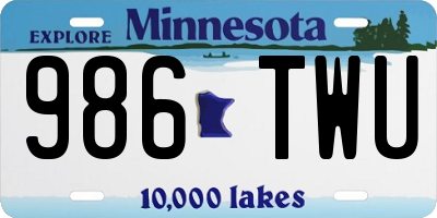 MN license plate 986TWU