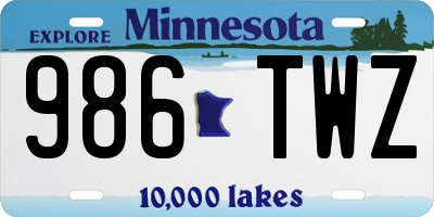 MN license plate 986TWZ