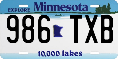 MN license plate 986TXB