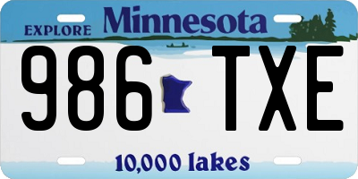 MN license plate 986TXE